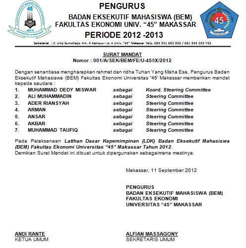 Detail Surat Mandat Organisasi Nomer 24