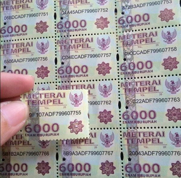 Detail Surat Materai 6000 Nomer 31