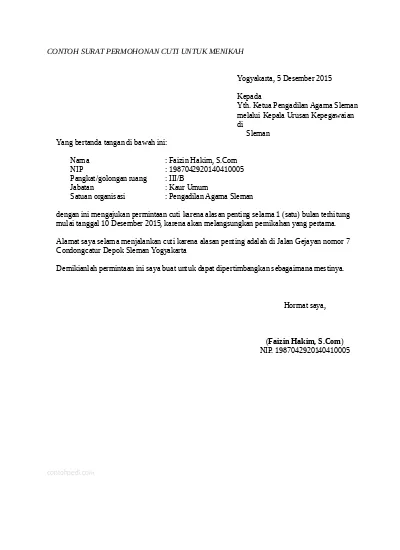 Detail Surat Minta Cuti Nomer 19