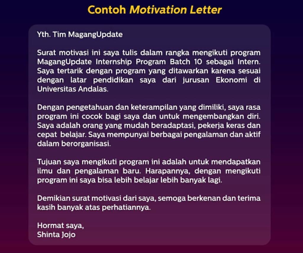 Detail Surat Motivasi Kerja Nomer 13