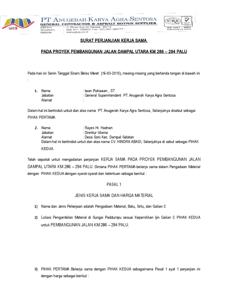 Detail Surat Mou Kerjasama Nomer 43