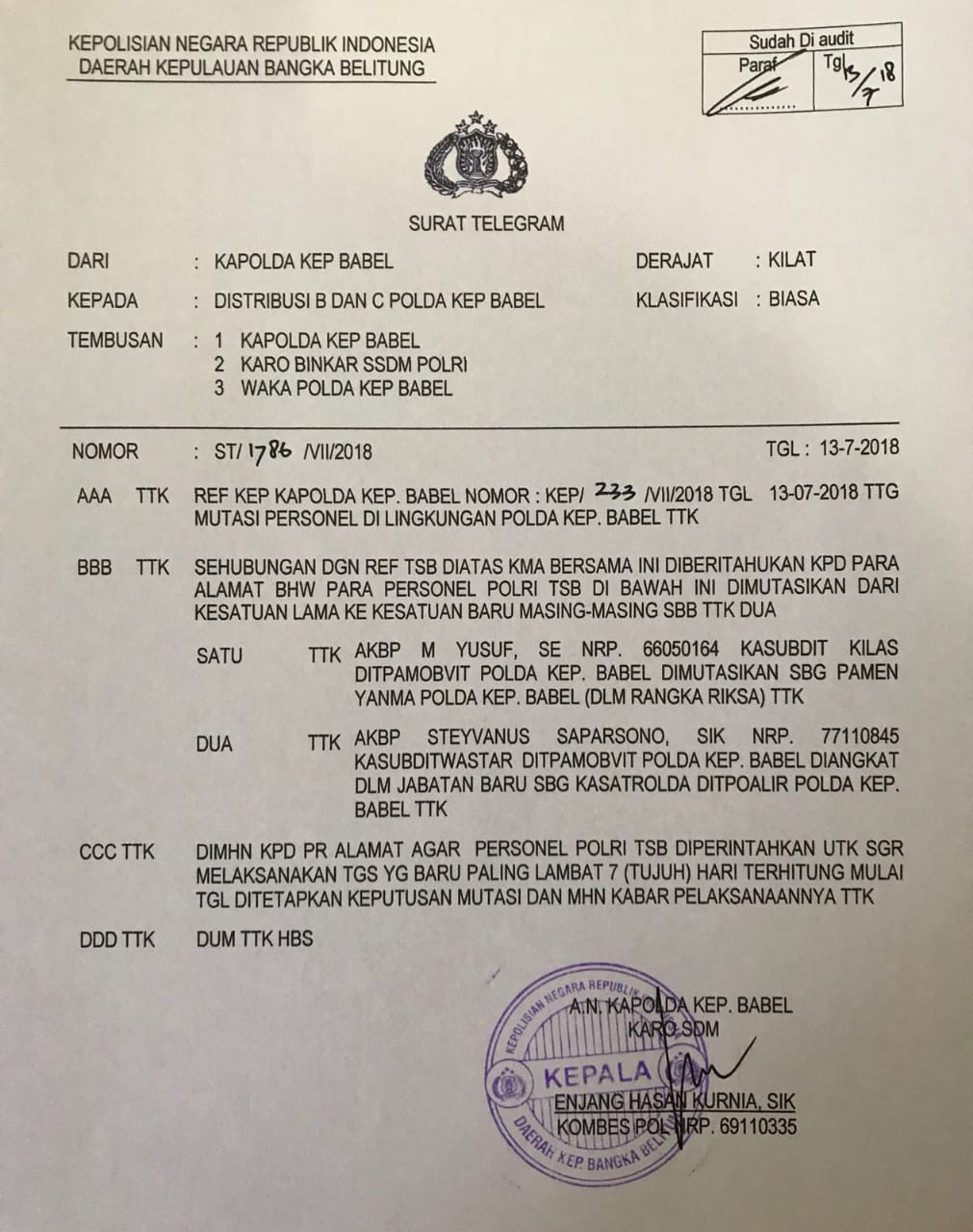 Detail Surat Mutasi Tni Nomer 12