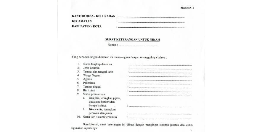 Detail Surat N1 Nikah Nomer 37