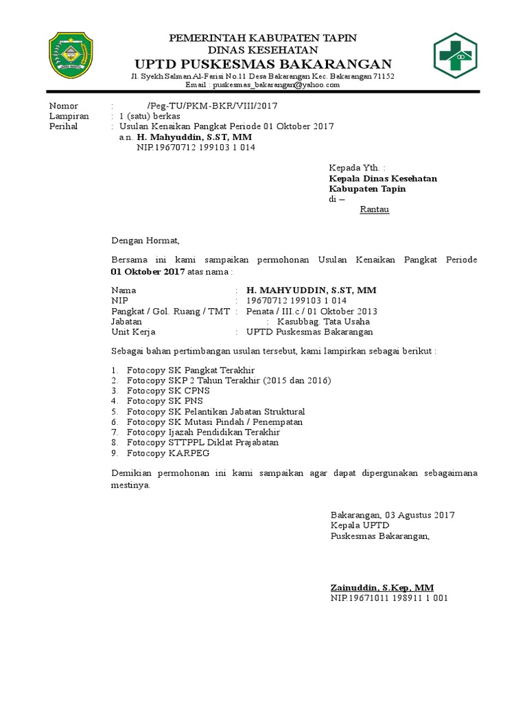 Detail Surat Naik Jabatan Nomer 10