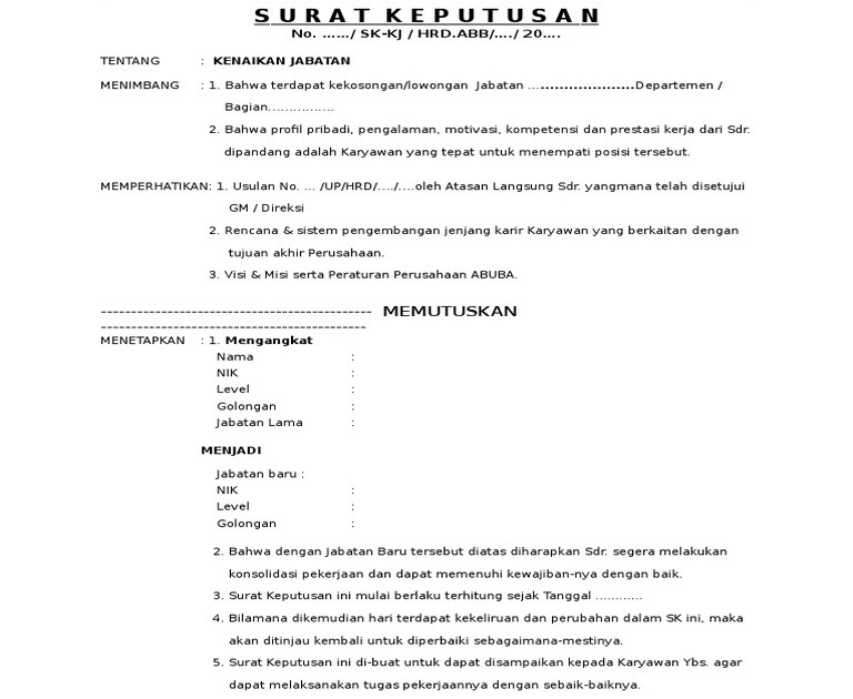 Detail Surat Naik Jabatan Nomer 12