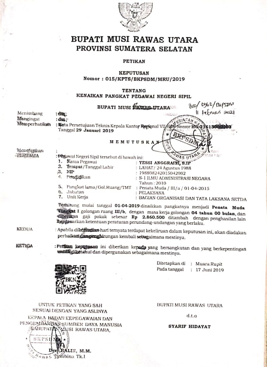 Detail Surat Naik Jabatan Nomer 16