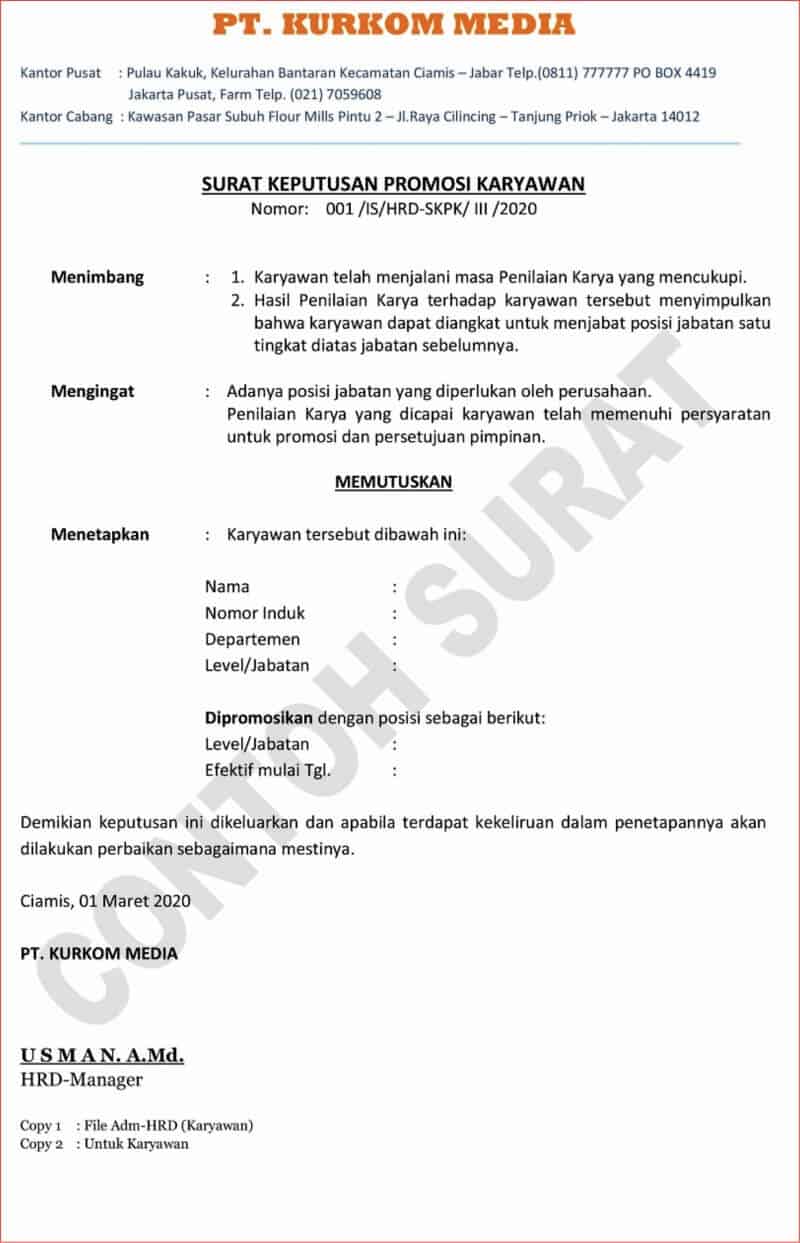 Detail Surat Naik Jabatan Nomer 17