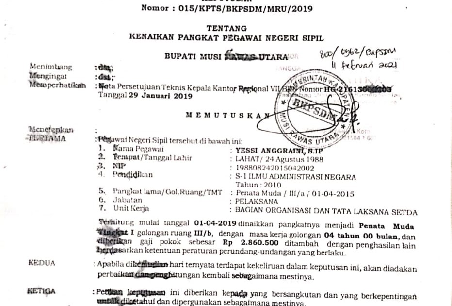 Detail Surat Naik Jabatan Nomer 37