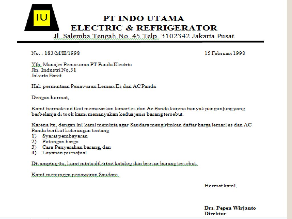 Detail Surat Niaga Penawaran Nomer 41