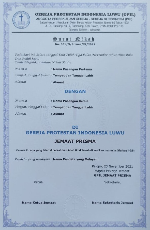 Detail Surat Nikah Gereja Nomer 5