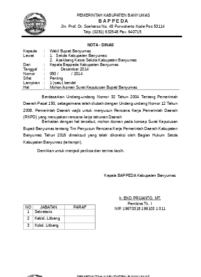 Detail Surat Nota Dinas Nomer 30