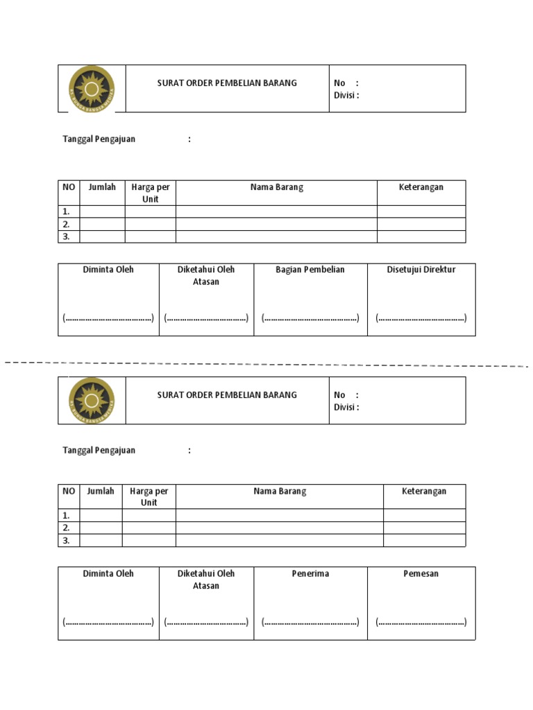 Detail Surat Order Pembelian Nomer 9