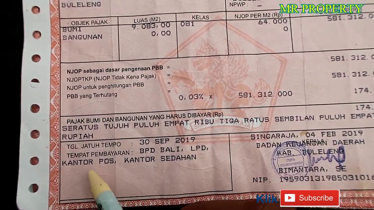 Detail Surat Pajak Tanah Nomer 9