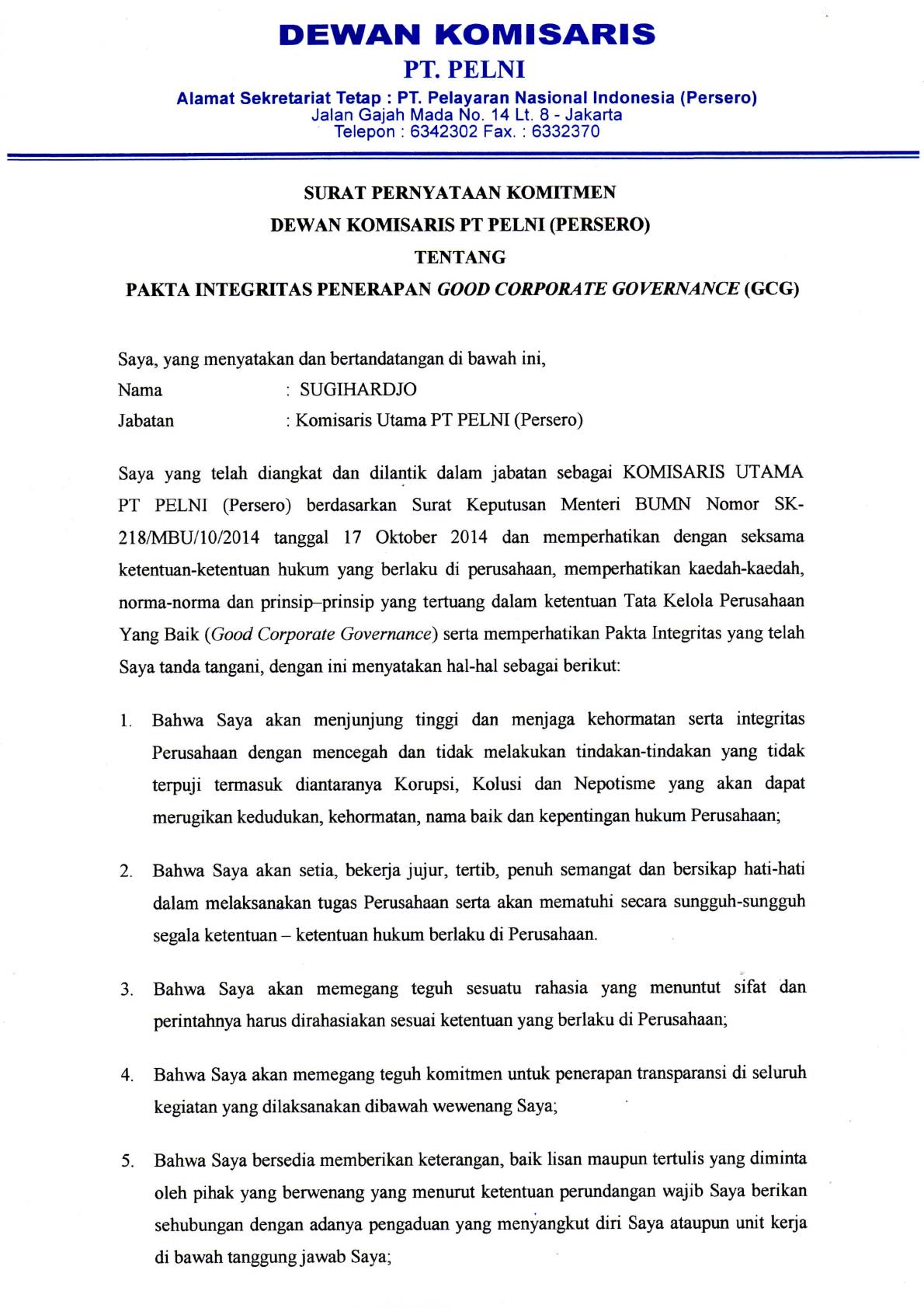 Detail Surat Pakta Integritas Nomer 41