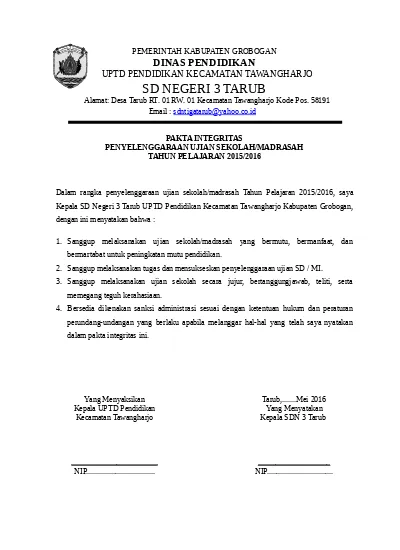 Detail Surat Pakta Integritas Nomer 47