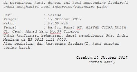 Detail Surat Panggilan Interview Nomer 47