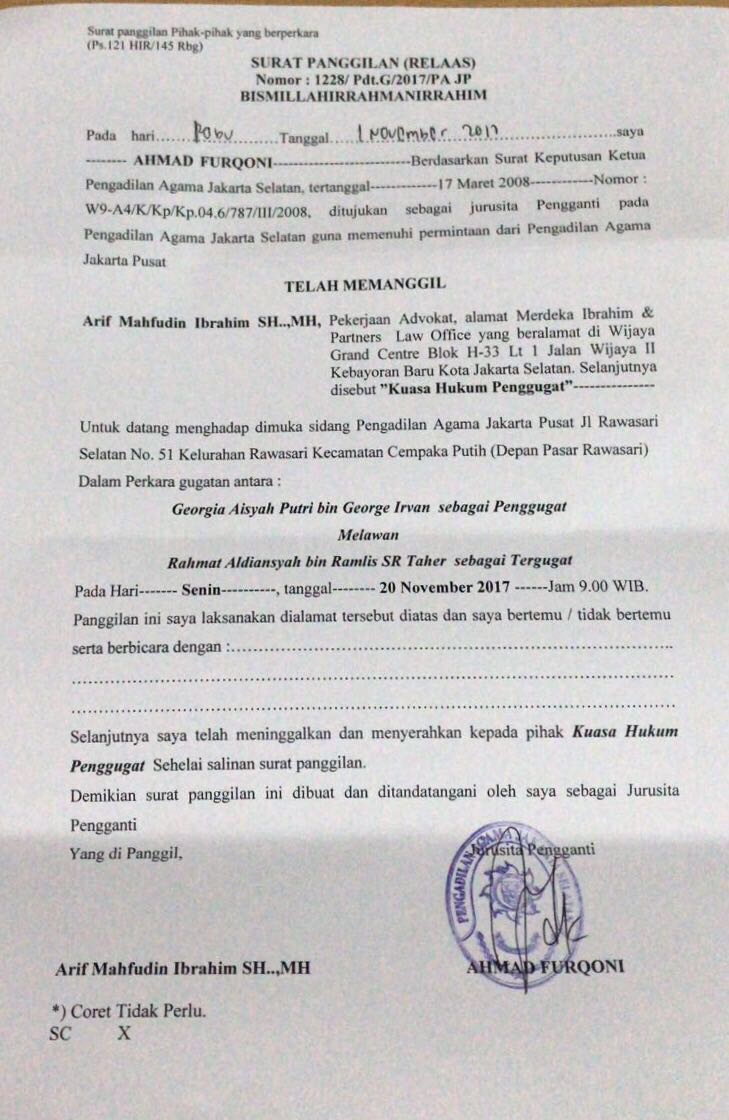 Detail Surat Panggilan Sidang Cerai Nomer 2