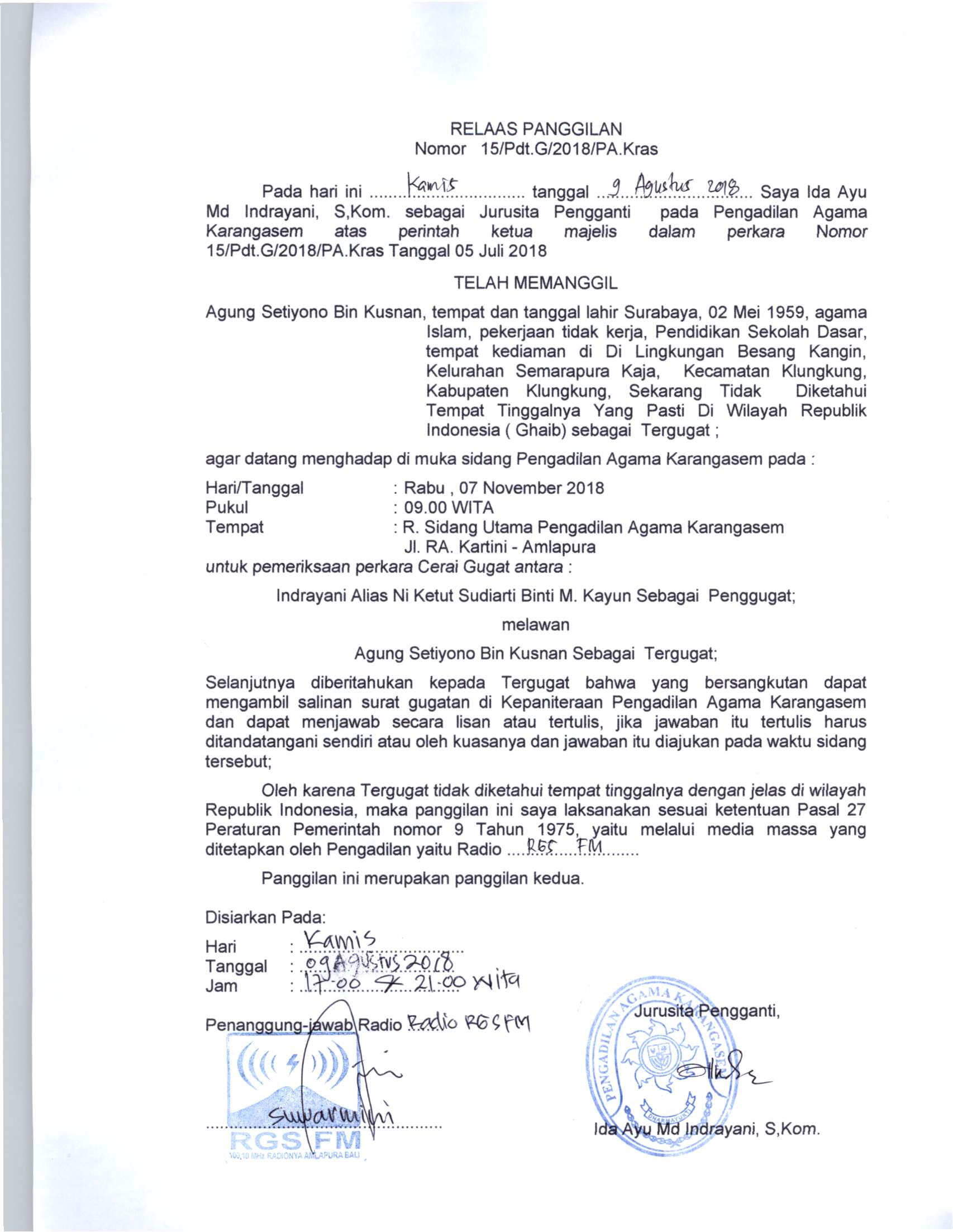 Download Surat Panggilan Sidang Cerai Nomer 10