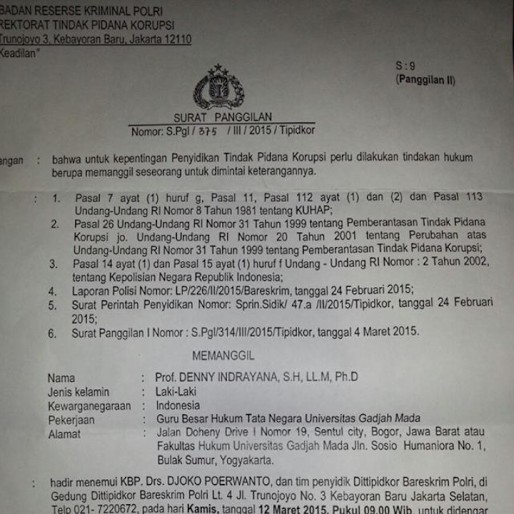 Detail Surat Panggilan Tersangka Nomer 33