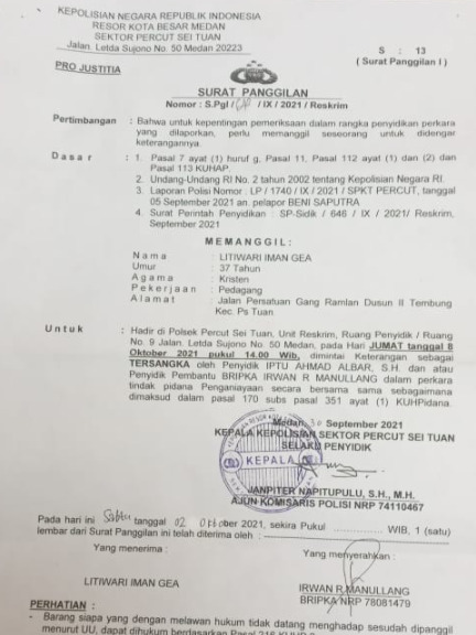 Detail Surat Panggilan Tersangka Nomer 40