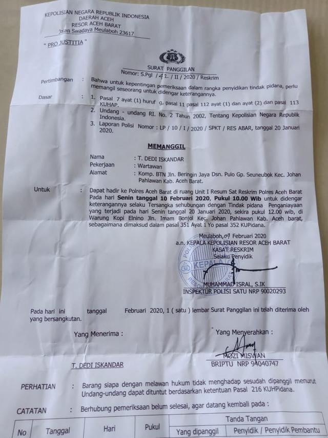 Detail Surat Panggilan Tersangka Nomer 6