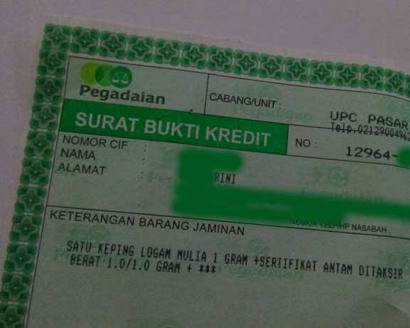 Detail Surat Pegadaian Emas Nomer 3