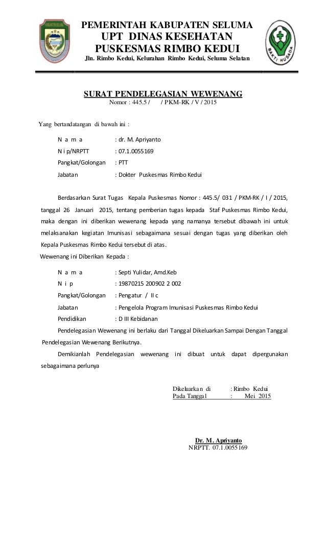 Surat Pelimpahan Wewenang - KibrisPDR