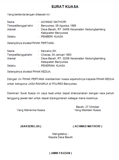 Detail Surat Pelimpahan Wewenang Nomer 11