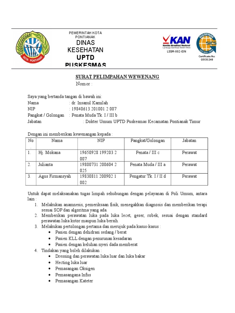 Detail Surat Pelimpahan Wewenang Nomer 14