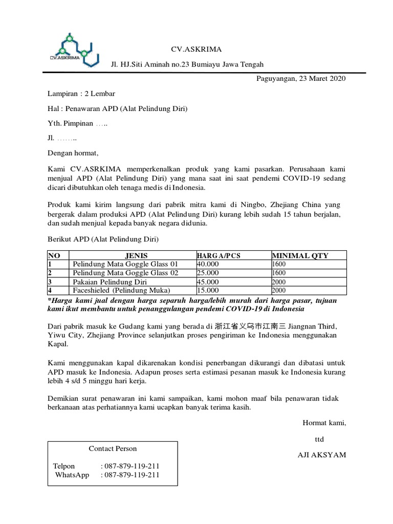 Detail Surat Pelindung Diri Nomer 4