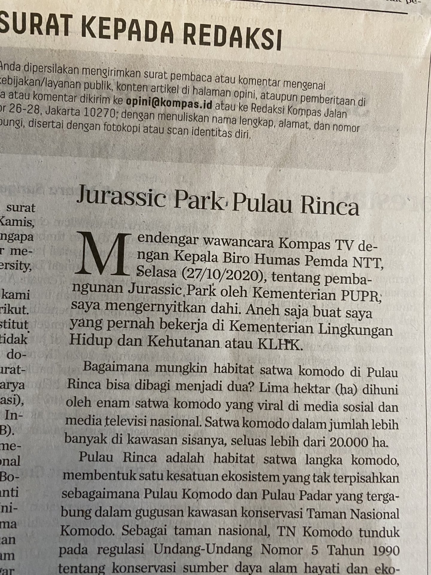 Detail Surat Pembaca Kompas Nomer 24