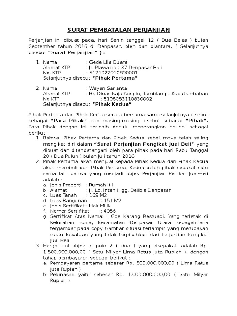 Detail Surat Pembatalan Perjanjian Nomer 3