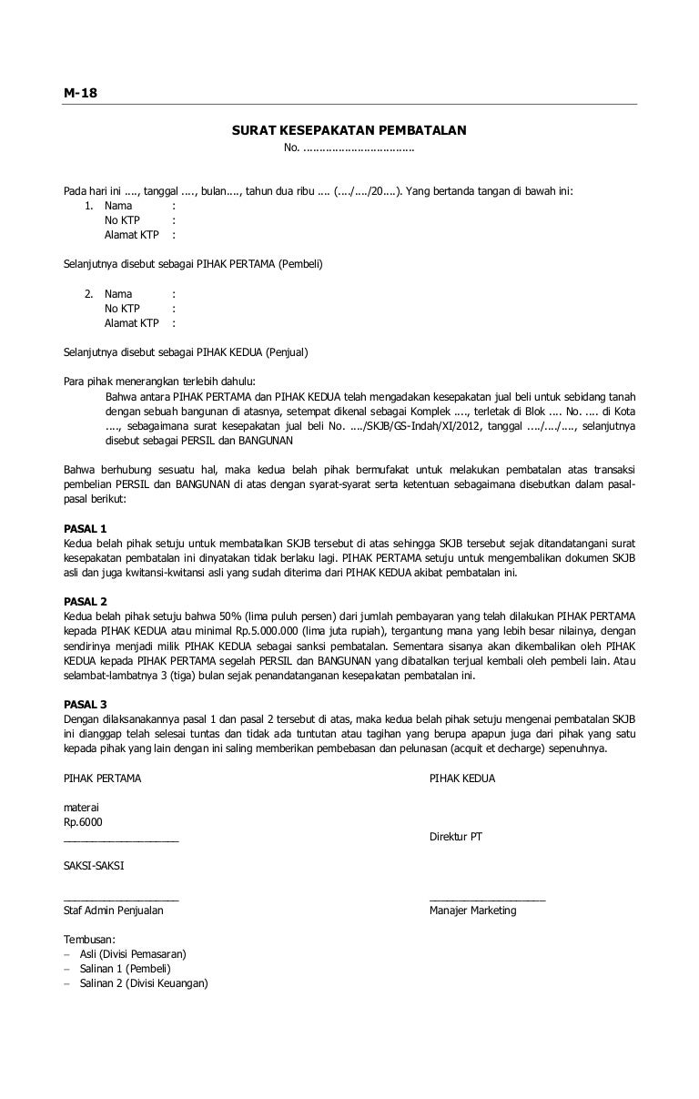 Detail Surat Pembatalan Perjanjian Nomer 4