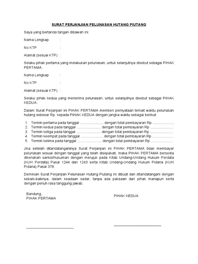 Detail Surat Pembayaran Hutang Nomer 14