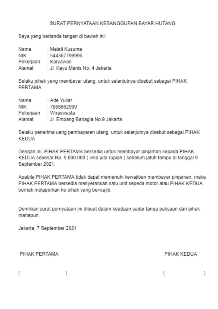 Detail Surat Pembayaran Hutang Nomer 47