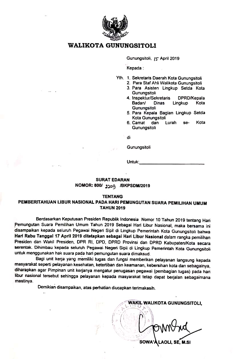 Detail Surat Pemberitahuan Libur Nomer 8