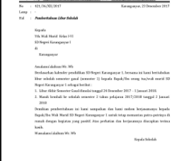 Detail Surat Pemberitahuan Libur Nomer 9