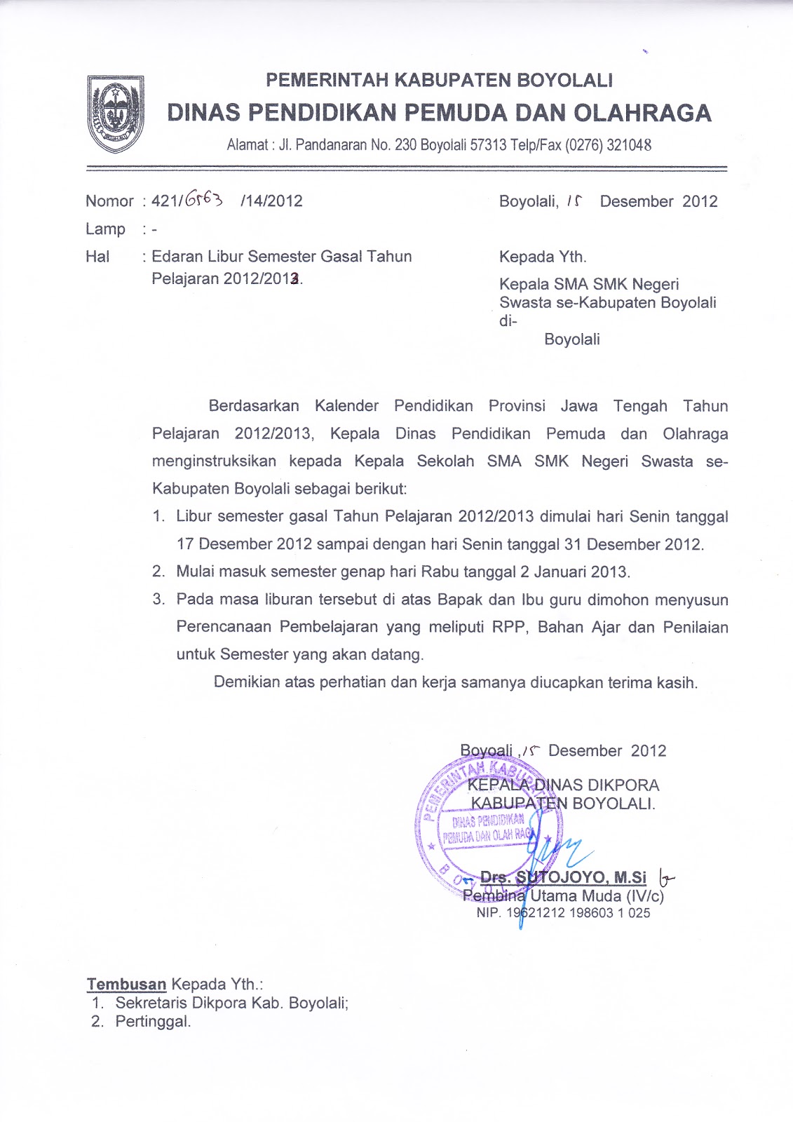 Detail Surat Pemberitahuan Libur Nomer 14