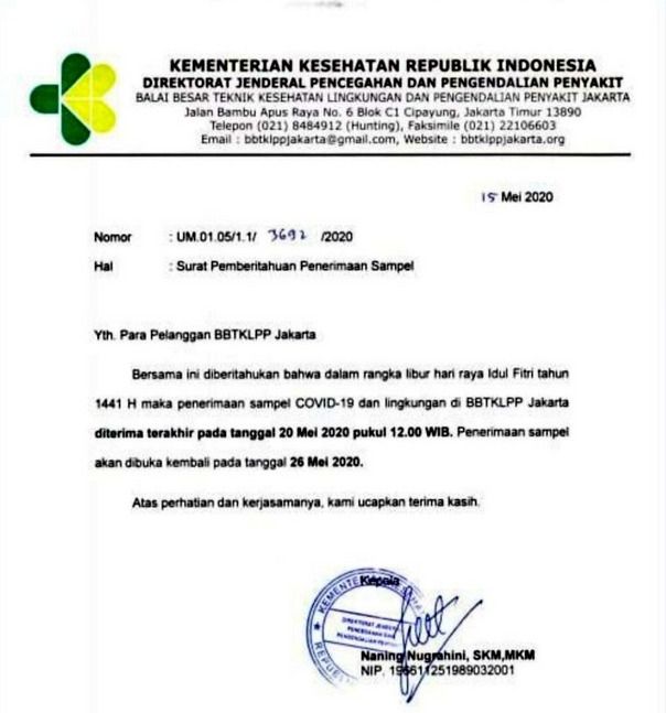 Detail Surat Pemberitahuan Libur Nomer 15