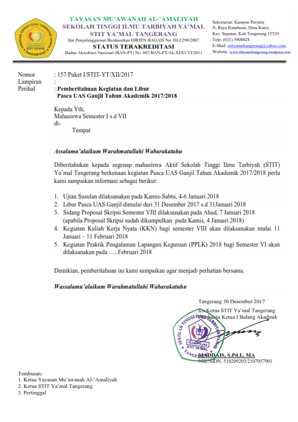 Detail Surat Pemberitahuan Libur Nomer 19