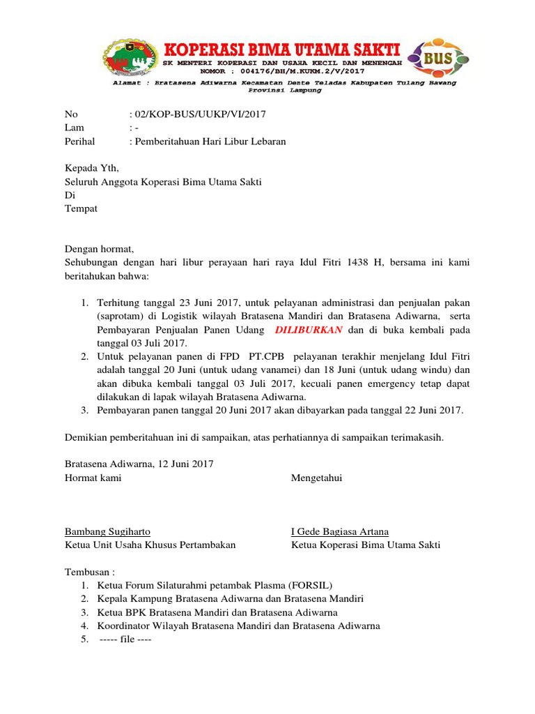 Detail Surat Pemberitahuan Libur Nomer 22