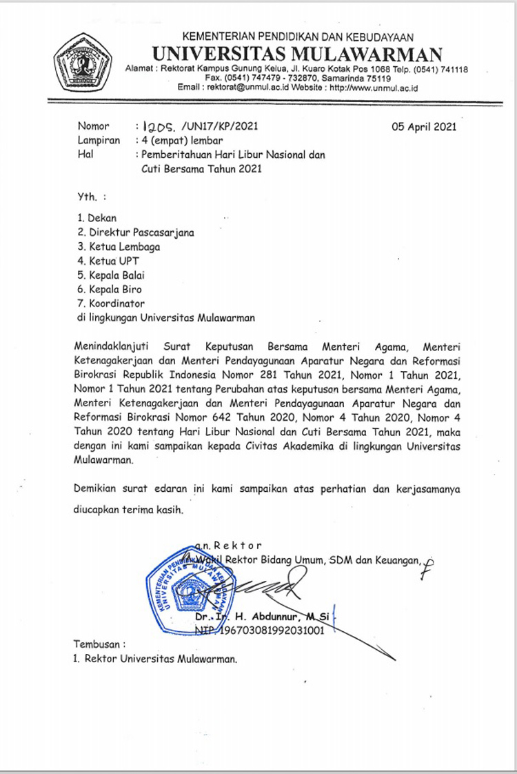 Detail Surat Pemberitahuan Libur Nomer 3