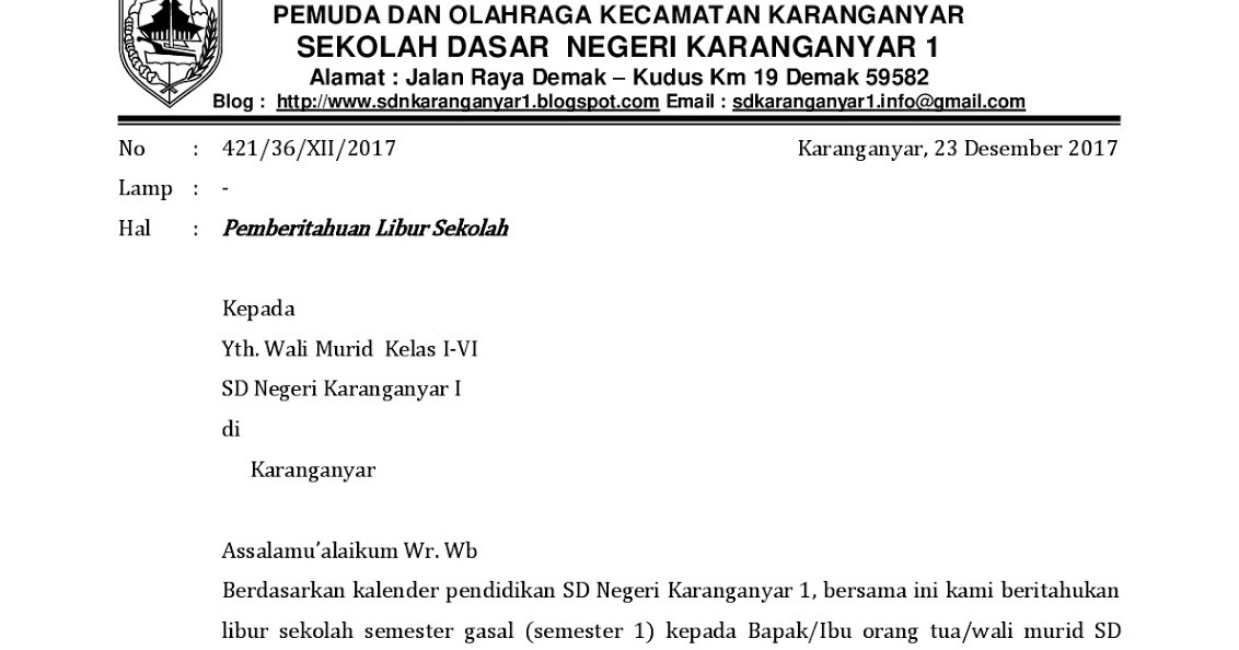 Detail Surat Pemberitahuan Libur Nomer 26