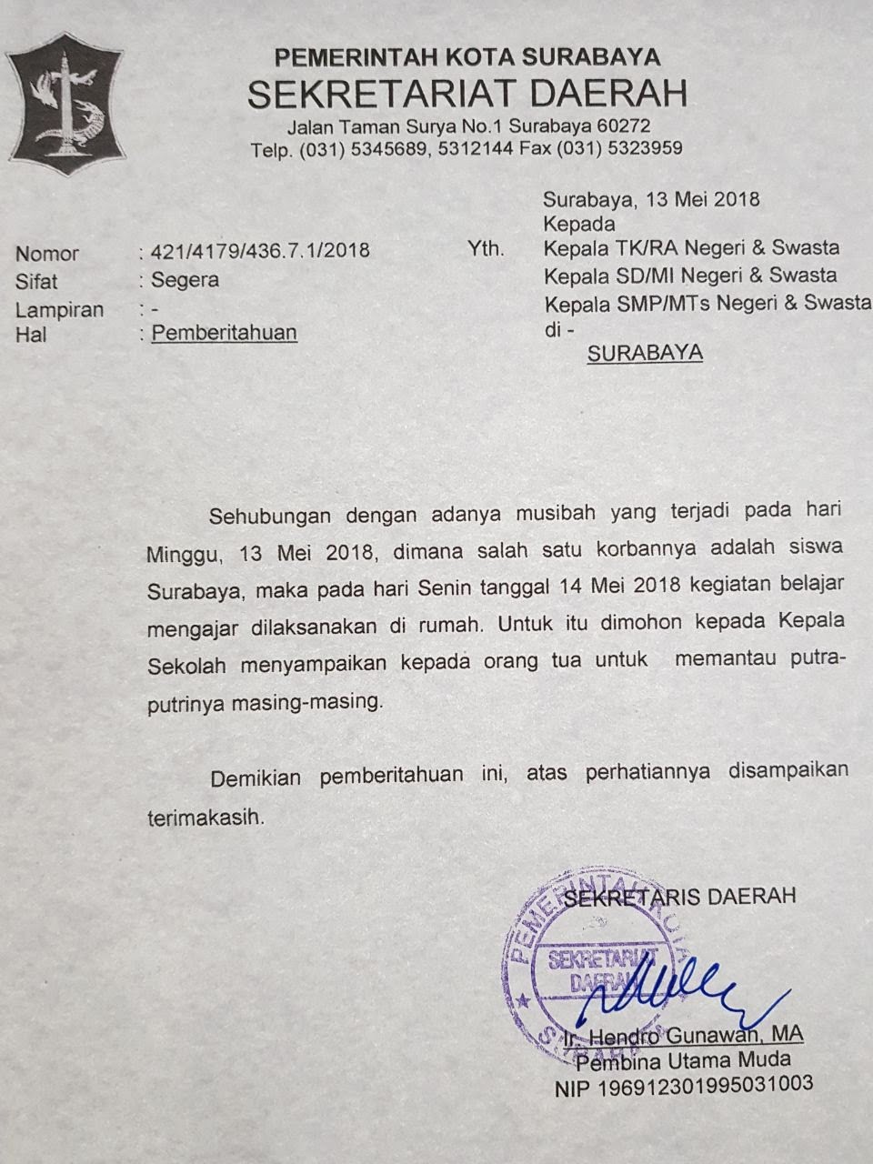 Detail Surat Pemberitahuan Libur Nomer 27