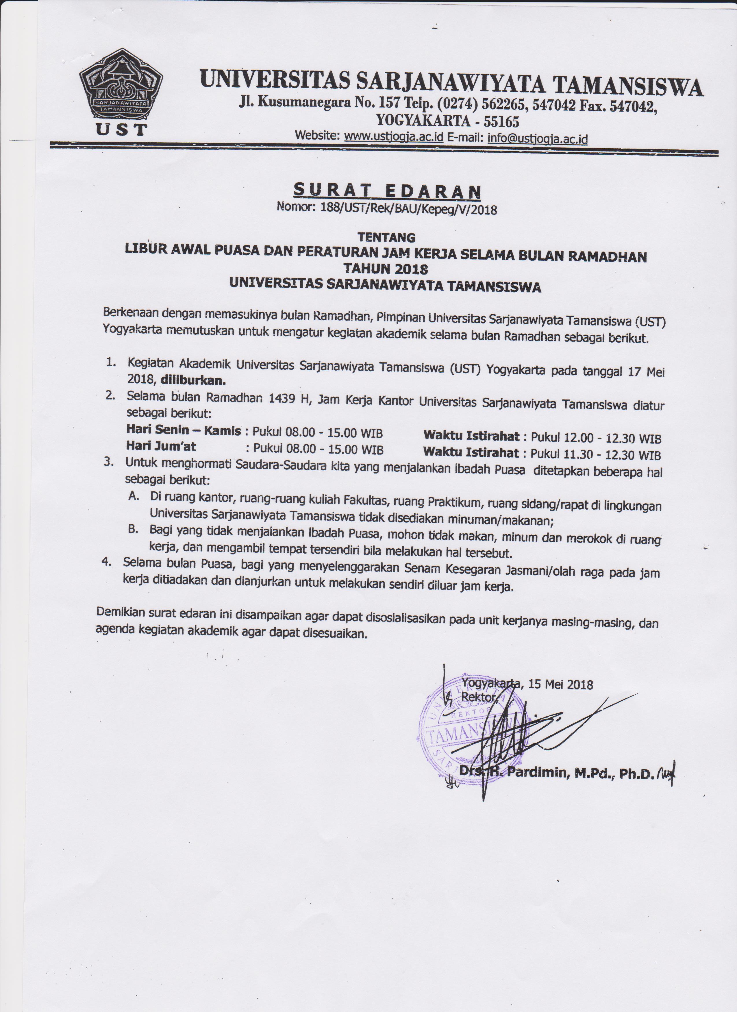 Detail Surat Pemberitahuan Libur Nomer 29