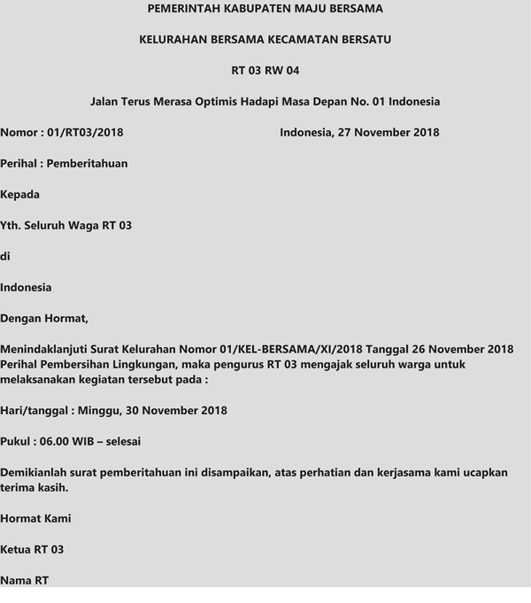 Detail Surat Pemberitahuan Resmi Nomer 33