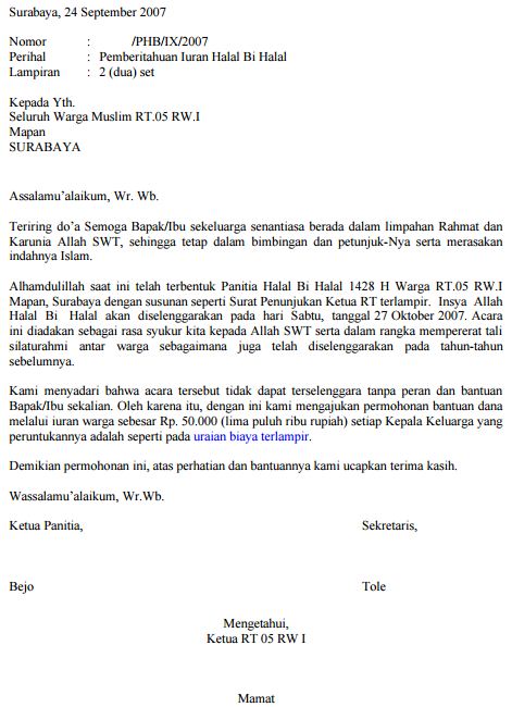 Detail Surat Pemberitahuan Warga Rt Nomer 23