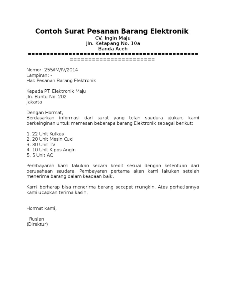 Detail Surat Pemesanan Rumah Nomer 20