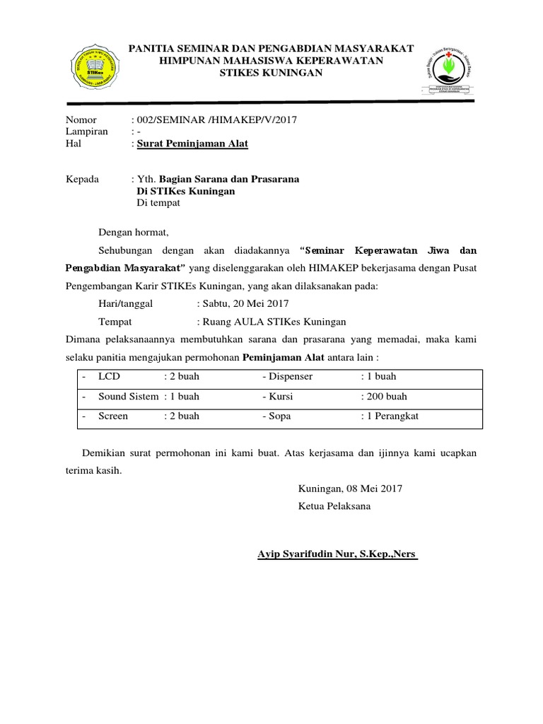 Detail Surat Peminjaman Alat Nomer 16