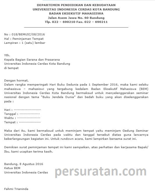 Detail Surat Peminjaman Gedung Nomer 23